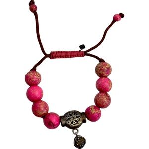 Silpada Pink Jasper 925 Sterling Silver Beaded Adjustable Best Trend Bracelet